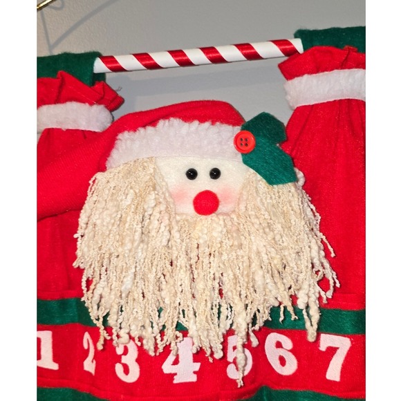 Vintage Hanging Christmas Santa Countdown Advent Calendar Plush - Picture 4 of 4